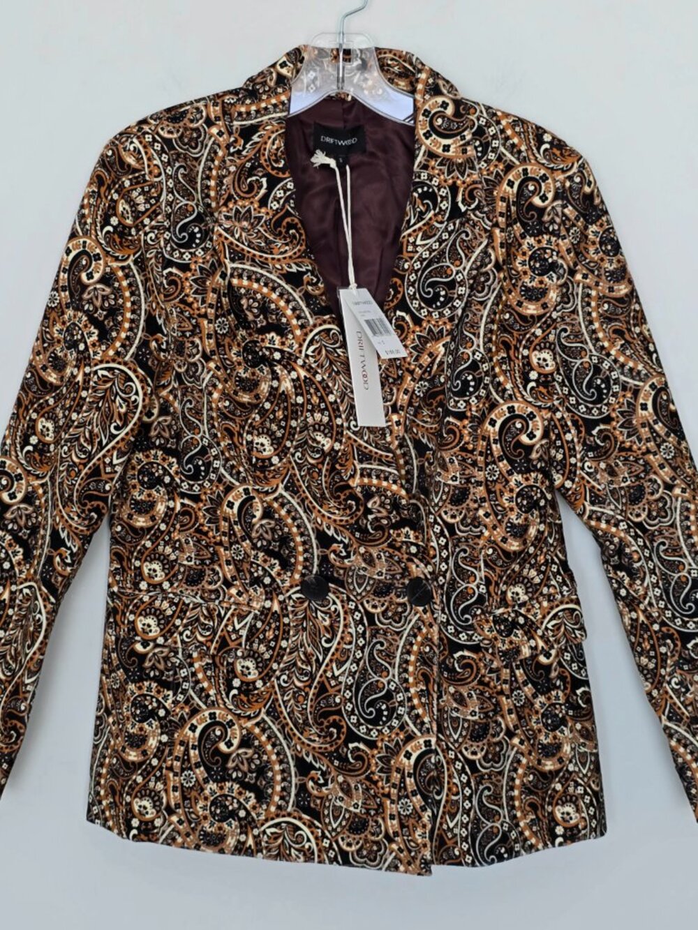 Driftwood Relaxed Stella Velvet Blazer Women S Brown Jacquard NWT